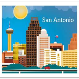 San Antonio Skyline Art Print, Texas Wall Art, Tx Horizontal, Loose Petals Digital Print - E8-O-San - thumbnail 3