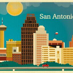 San Antonio Skyline Art Print, Texas Wall Art, Tx Horizontal, Loose Petals Digital Print - E8-O-San - thumbnail 2