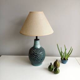 Handmade Carved Ceramic Table Lamp Green Bedroom Lighting - thumbnail 2