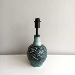 Handmade Carved Ceramic Table Lamp Green Bedroom Lighting - thumbnail 3