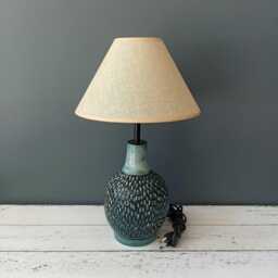 Handmade Carved Ceramic Table Lamp Green Bedroom Lighting - thumbnail 4