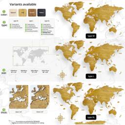 Wooden World Map Wall Art - Beech Plywood, Travel Decor - thumbnail 2
