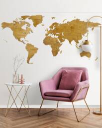 Wooden World Map Wall Art - Beech Plywood, Travel Decor - thumbnail 1