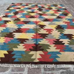 4x6 Modern Colorful Afghan Turkmen Kilim - Hand-Knotted Wool Tribal Rug Unique Flatweave Carpet For Contemporary, Boho Interiors- Gift - thumbnail 3