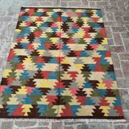 4x6 Modern Colorful Afghan Turkmen Kilim - Hand-Knotted Wool Tribal Rug Unique Flatweave Carpet For Contemporary, Boho Interiors- Gift - thumbnail 2