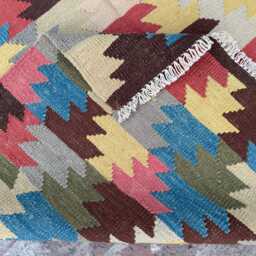 4x6 Modern Colorful Afghan Turkmen Kilim - Hand-Knotted Wool Tribal Rug Unique Flatweave Carpet For Contemporary, Boho Interiors- Gift - thumbnail 4