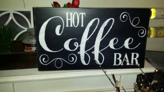 Coffee Bar Sign Distressed Wood Large Wall Hanging Primitive Kitchen Decor Rustic Decoration Wedding Housewarming Gift - image 1