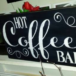 Coffee Bar Sign Distressed Wood Large Wall Hanging Primitive Kitchen Decor Rustic Decoration Wedding Housewarming Gift - thumbnail 2