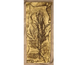 Bas Relief Wall Sculpture Autumn Grasses & Ferns Original Art Piece Unique Home Decor Office Nature Enthusiast Gift Idea Gold Tile - thumbnail 1