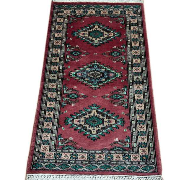 2x4 Pink Color Bokhara Rug - 0.60x1.20 Bedroom Luxury Area Turkish Fine Quality Afghan - image 1