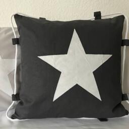 1X Country House Style Cushion Cover, Pillowcase, Decorative Pillow Star Dark Grey/White 50 X cm - thumbnail 2