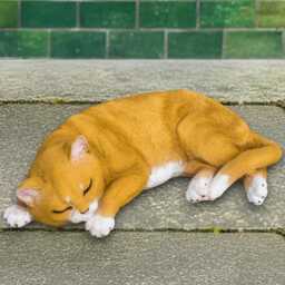 Relaxing Cat Sculpture Concrete Pet Figurine Indoor Kitty Statue Stone Animal Decoration Memorial Ornament Outdoor Kitten Lover Gift - thumbnail 1