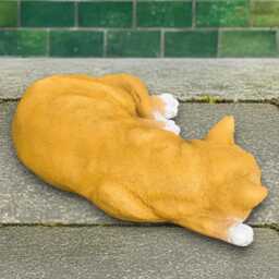 Relaxing Cat Sculpture Concrete Pet Figurine Indoor Kitty Statue Stone Animal Decoration Memorial Ornament Outdoor Kitten Lover Gift - thumbnail 3