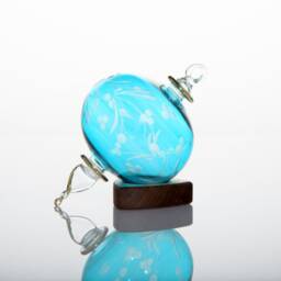 Blown Glass Christmas Ornament - Turquoise Hanging Ball, Engraved - thumbnail 2
