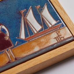 Greek Island Ceramic Wall Art Tile Handmade Housewarming Gift For Couple Summer Souvenir Greece Painting Boat Gifts Coastal - thumbnail 3