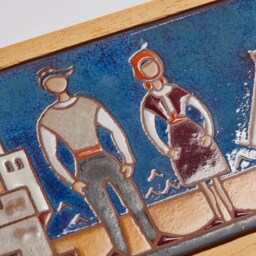 Greek Island Ceramic Wall Art Tile Handmade Housewarming Gift For Couple Summer Souvenir Greece Painting Boat Gifts Coastal - thumbnail 2
