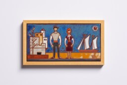 Greek Island Ceramic Wall Art Tile Handmade Housewarming Gift For Couple Summer Souvenir Greece Painting Boat Gifts Coastal - thumbnail 1