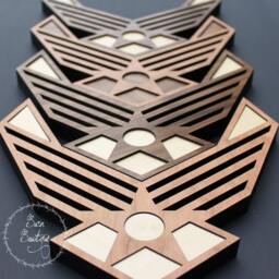 Air Force Challenge Coin Display, Airmen Gift, Military, Laser Cut, Wooden Desk Office Display - thumbnail 4