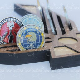 Air Force Challenge Coin Display, Airmen Gift, Military, Laser Cut, Wooden Desk Office Display - thumbnail 2