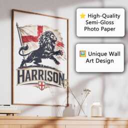 Lion Personalised Name England Flag Wall Art Poster Football Supporter Decor St Georges Cross Sports Present Fan Custom Bedroom Gift Print - thumbnail 2