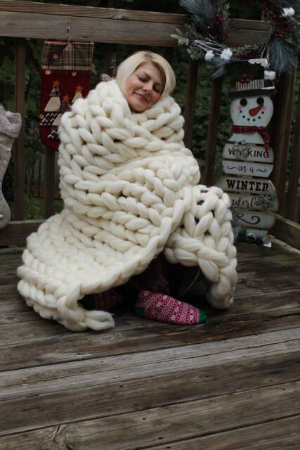 Arm Knitted Chunky Blanket, Knit Super Throw, Blanket, Chunky Yarn, Christmas Present , Throw Blankets - image 1