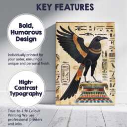 Ancient Egyptian Sacred Raven Hieroglyphic Vintage Illustration Canvas Wall Art Print Decor Picture Ready To Hang - thumbnail 2