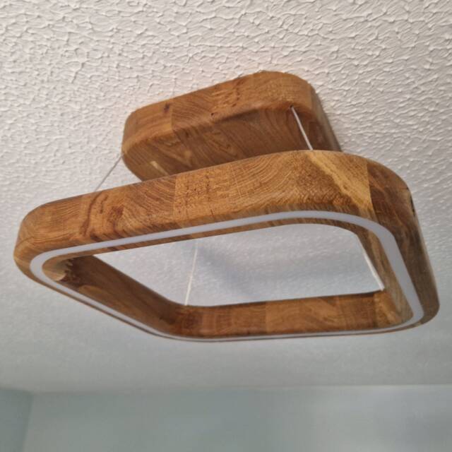 Ivylux Handcrafted Oak Wooden Led Ceiling Square Lamp With Dimmable Warm Light - image 1