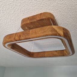 Ivylux Handcrafted Oak Wooden Led Ceiling Square Lamp With Dimmable Warm Light - thumbnail 1