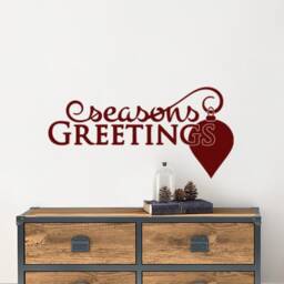 Seasons Greetings Vinyl Decal, Christmas Wall Decor - thumbnail 2