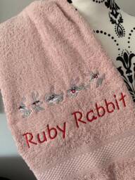 Rabbit/Bunny Towel - Personalised Face Cloth Hand Bath = Embroidered