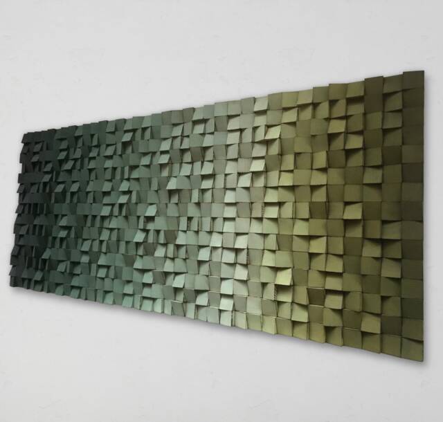 Handmade Reclaimed Wood Wall Art - Green Ombre Mosaic - image 1