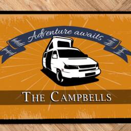 Personalised Pop Top Campervan Door Mat - Motorhome Adventure Awaits - Green 60 X 40cm, Non Slip - thumbnail 4