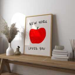 New York Loves You Art Print, Retro Kitchen Wall - thumbnail 1
