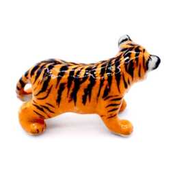 Miniature Ceramic Tiger Baby Jungle Animal Little Black Yellow Figurine Tiny Statue Small Decoration Hand Painted Collectible Figure Deco - thumbnail 2