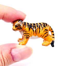 Miniature Ceramic Tiger Baby Jungle Animal Little Black Yellow Figurine Tiny Statue Small Decoration Hand Painted Collectible Figure Deco - thumbnail 4