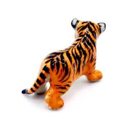 Miniature Ceramic Tiger Baby Jungle Animal Little Black Yellow Figurine Tiny Statue Small Decoration Hand Painted Collectible Figure Deco - thumbnail 3