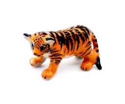 Miniature Ceramic Tiger Baby Jungle Animal Little Black Yellow Figurine Tiny Statue Small Decoration Hand Painted Collectible Figure Deco - thumbnail 1