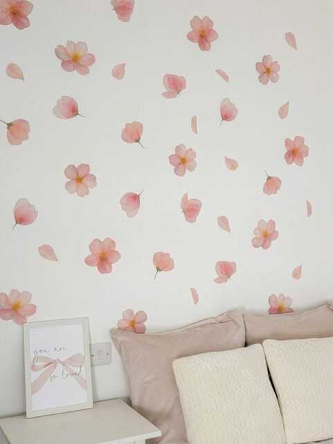 Fabric Nursery Wall Stickers - Pink Cherry Blossom Removable Decals For Girls' Bedroom Or Playroom - image 1