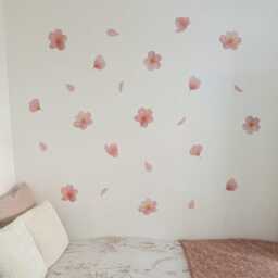Fabric Nursery Wall Stickers - Pink Cherry Blossom Removable Decals For Girls' Bedroom Or Playroom - thumbnail 3