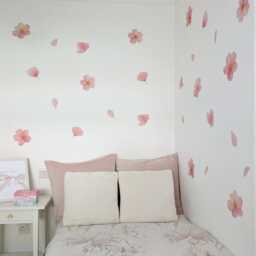 Fabric Nursery Wall Stickers - Pink Cherry Blossom Removable Decals For Girls' Bedroom Or Playroom - thumbnail 2