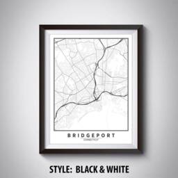 Bridgeport Ct Map Print Vintage Style Wall Art - thumbnail 2