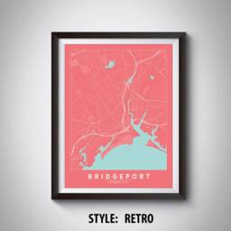 Bridgeport Ct Map Print Vintage Style Wall Art - thumbnail 4