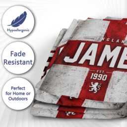 Personalised Name Year England Flag Bath Beach Towel Three Lions Football T Shirt Number Supporter St Georges Cross Sports Fan Holiday Gift - thumbnail 2