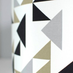 Geometric Funky Fabric 30 Or 40cm Handmade Vivid Shades Lampshade, Modern Retro Triangle Pattern Custom Made Drum Shade Black & White - thumbnail 2