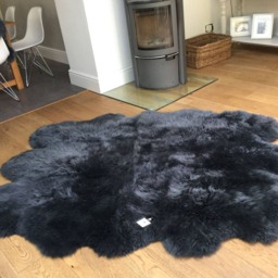Slate Grey Sheepskin Rug, Large Genuine Throw, Luxury Bed Cover - thumbnail 3