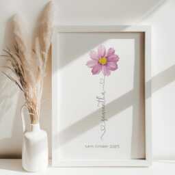 Personalised Birth Flower Print - Bestie Friend Gift Framed Or Unframed - thumbnail 2