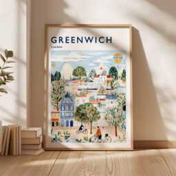 Greenwich Poster, London Art Print, Prime Meridian, Cutty Sark, Royal Observatory, Landmark Gift - thumbnail 3