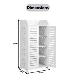 Modern Shoe Storage Organisation 5 Tier White Cabinet Entryway Shelf - thumbnail 4