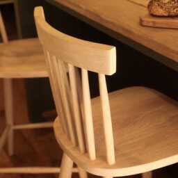 Scandinavian Nordic Mandal Bar Stool With Back For Kitchen Counters & Breakfast Bars, Finished in Natural Colours - thumbnail 4