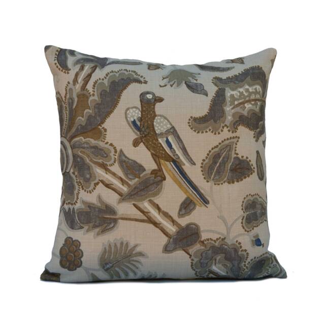 Beige Pillow, Throw Pillow Cover, Decorative Cushion Pillowcase, Accent Toss Home Decor, Floral, Linen - image 1